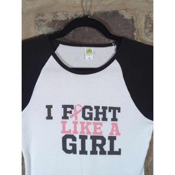 Cafe Press Top Woman's Medium White Black‎ I Fight Like A Girl Cancer Graphic - Picture 2 of 10